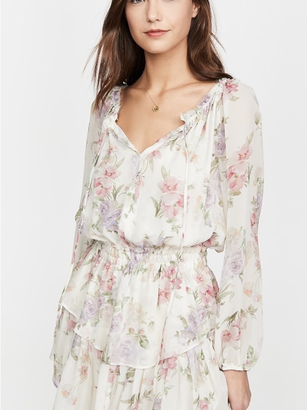 LoveShackFancy White Floral popover dress